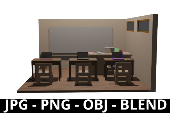 3D Rendering Classroom Perfect for Scene